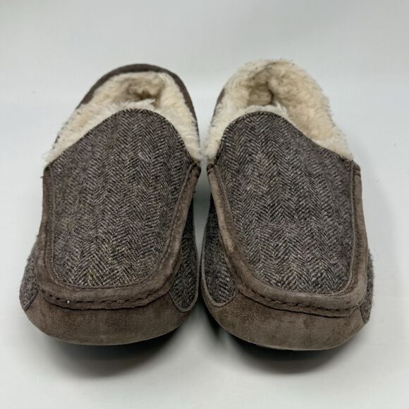 Ugg Ascot Tweed Slippers Shoes Mens 10 Brown Suede Sheepskin Wool Lined Comfort main image 3